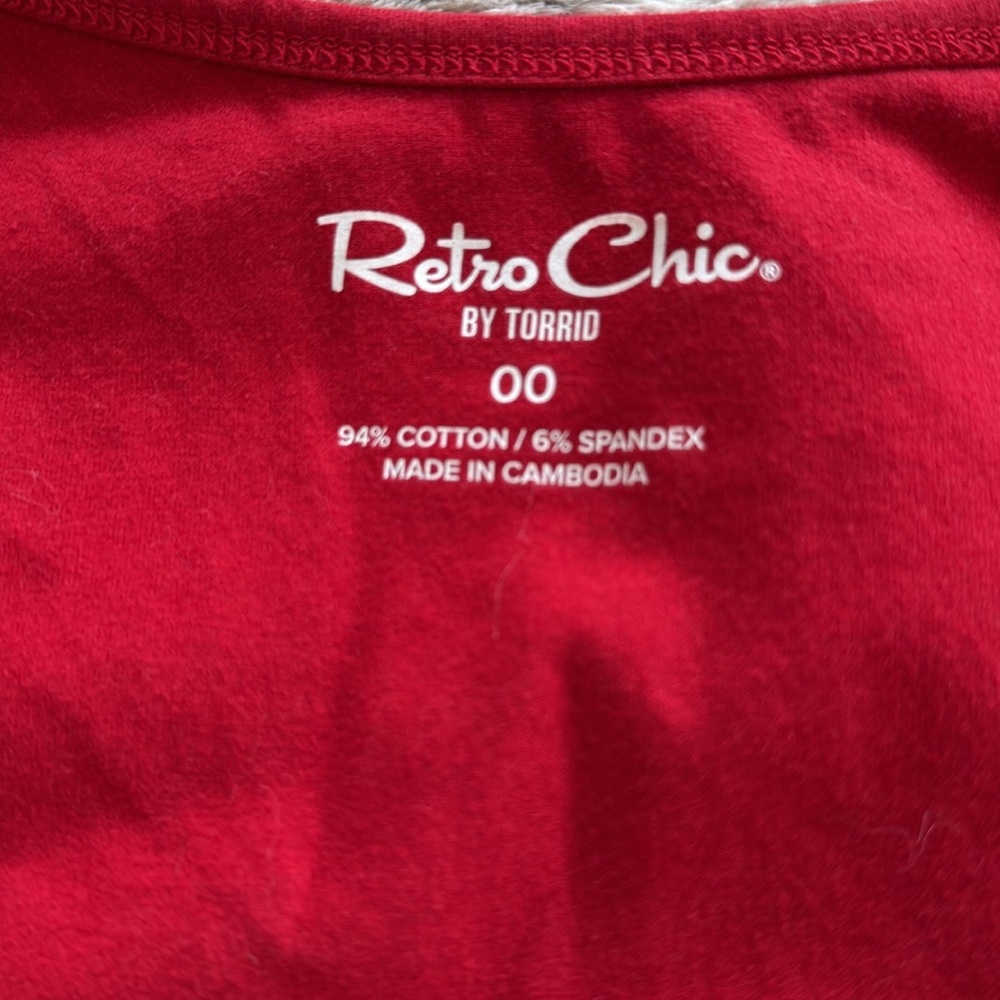 Retro Chic Torrid Ruby Red Blouse With Front Knot… - image 3